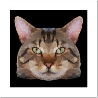 Tabby Cat face low poly Posters and Art